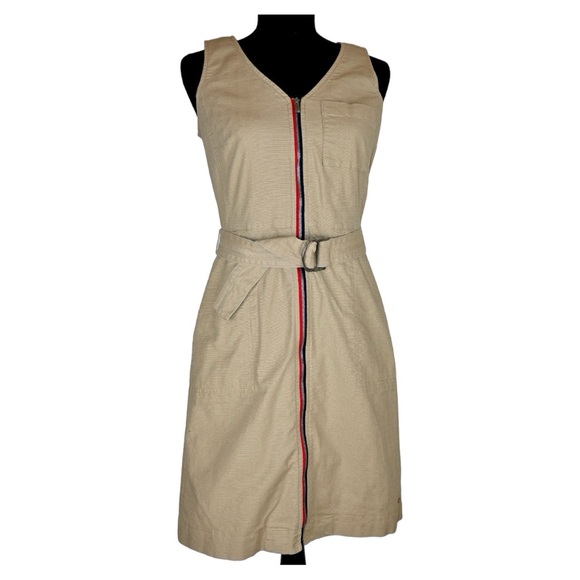 Tommy Hilfiger Khaki Sleeveless Shirt Dress with Belt in  Size 4 - Picture 2 of 6
